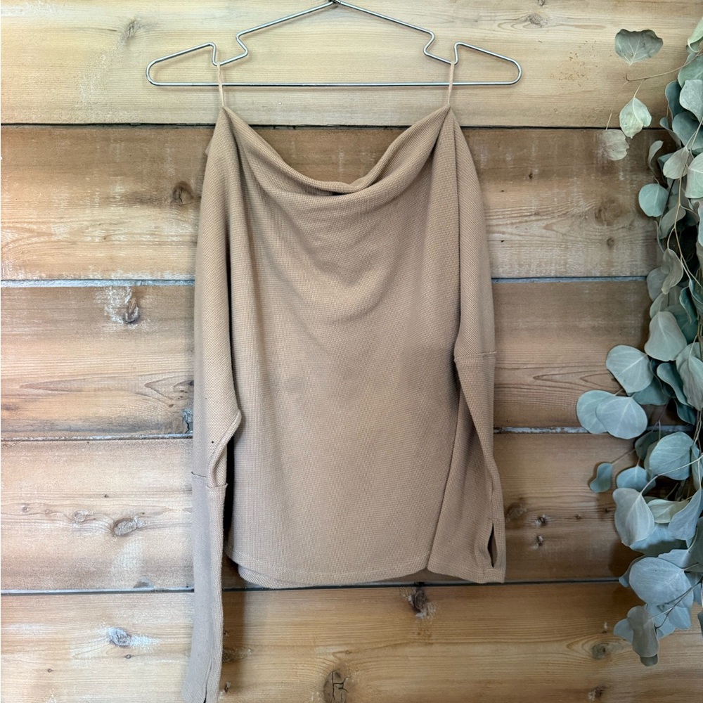 We The Free Tan Off-Shoulder Sweater
